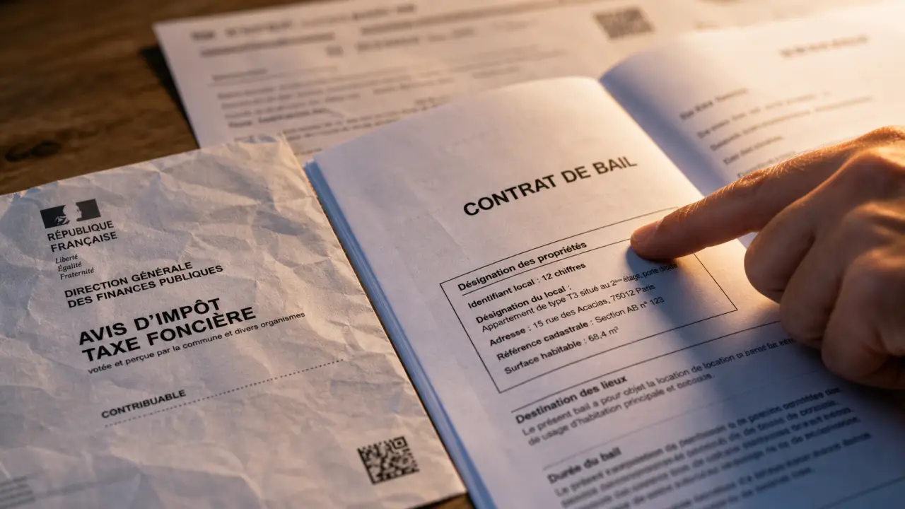 Ou trouver l'identifiant fiscal du logement sur la taxe foncière et dans le bail : identifiant local 12 chiffres.