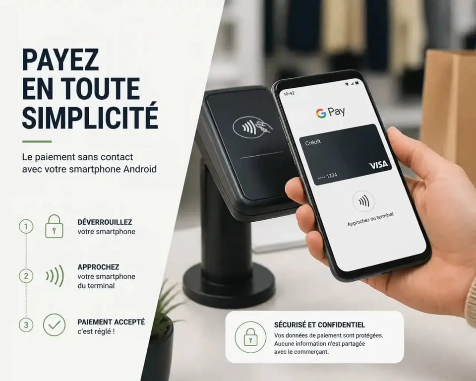 Paiement mobile avec carte PASS sur smartphone Android au terminal de paiement