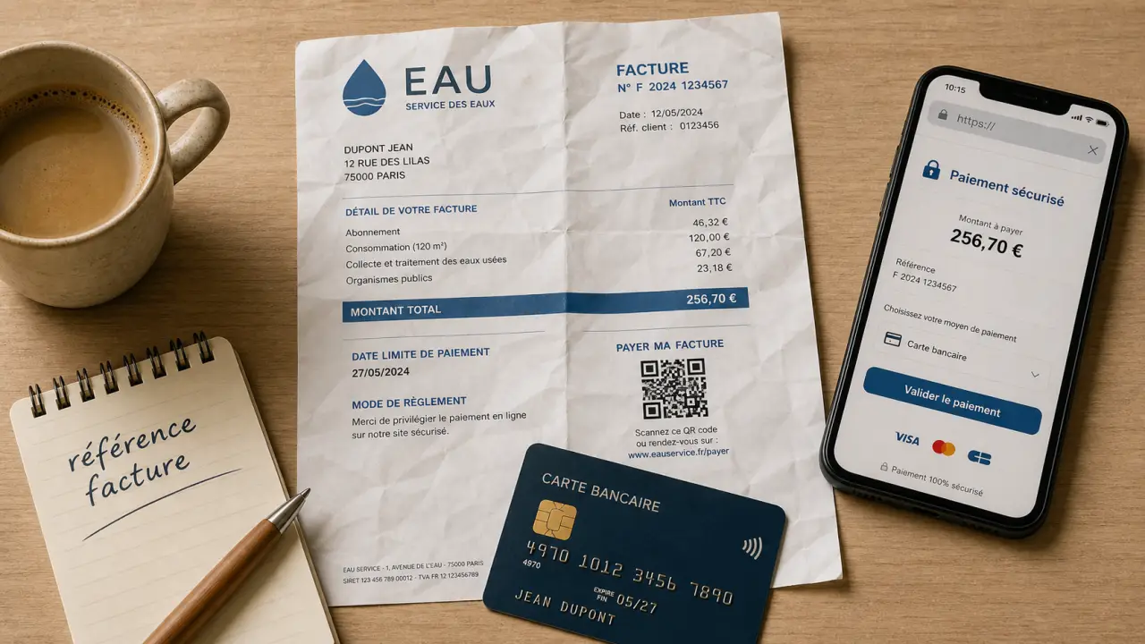 Payer ma facture d'eau par carte bancaire : paiement sécurisé sur site officiel