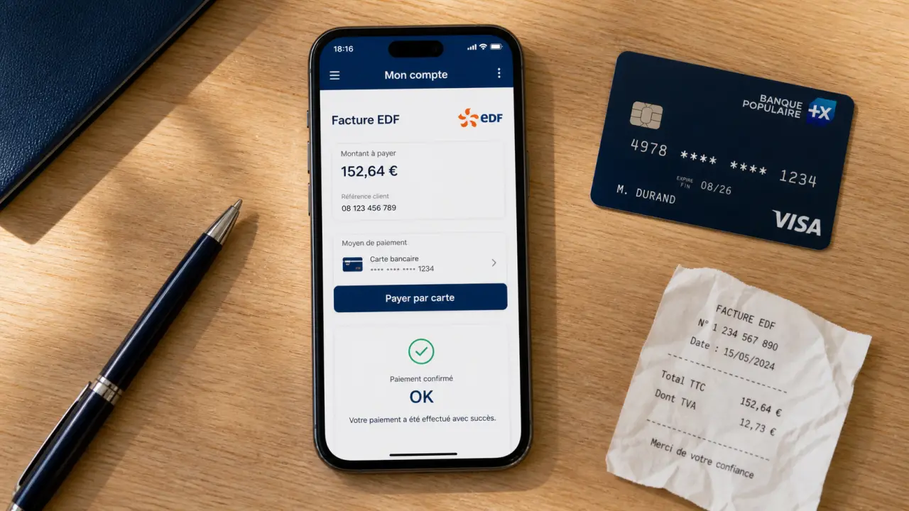 Payer ma facture EDF par carte bancaire depuis un smartphone