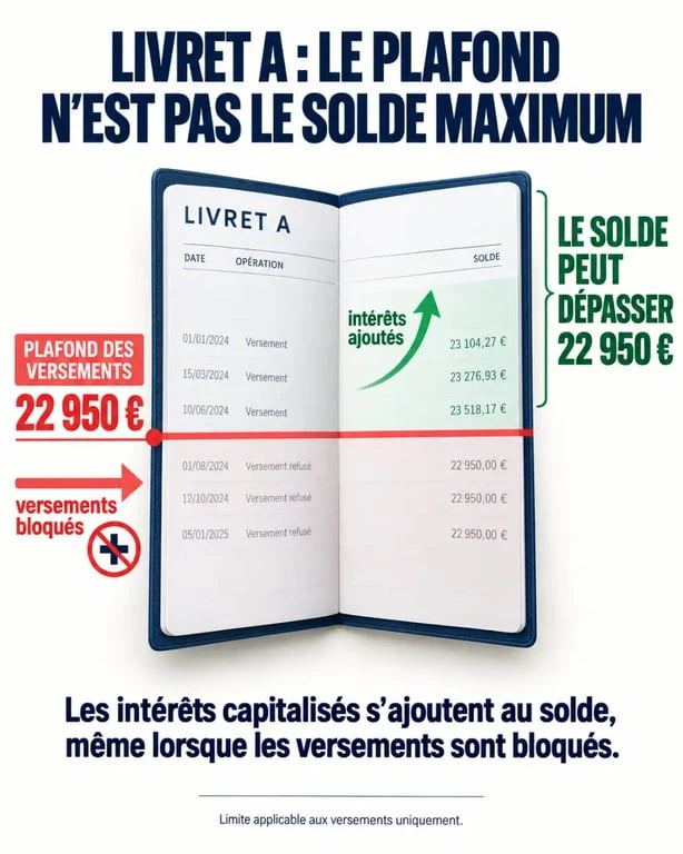 Plafond Livret A atteint : versements bloqués mais intérêts toujours capitalisés