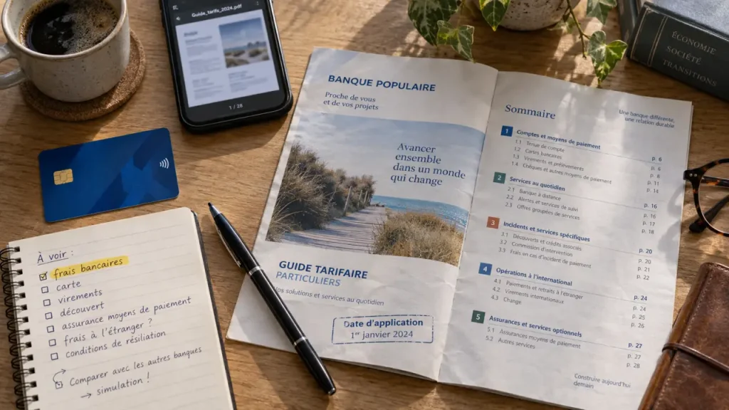 Frais bancaires banque populaire : brochure tarifaire et date d’application