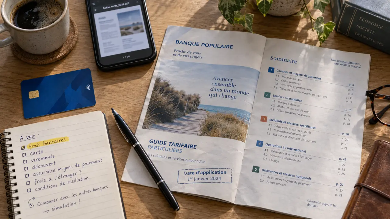 Frais bancaires banque populaire : brochure tarifaire et date d’application