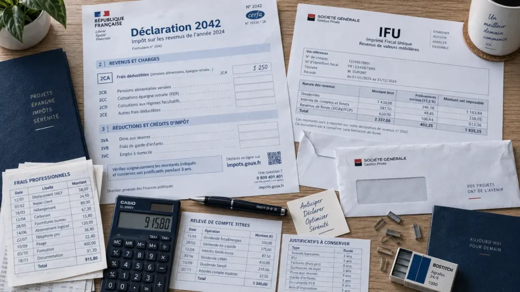 Quels sont les frais bancaires déductibles des impôts : flat tax bloque la case 2CA