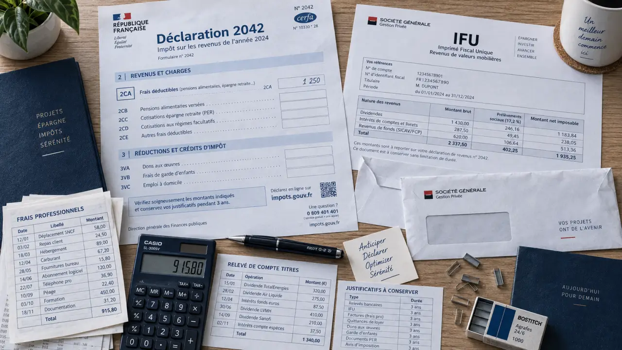 Quels sont les frais bancaires déductibles des impôts : flat tax bloque la case 2CA